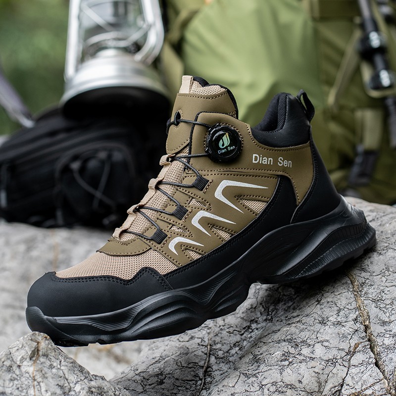 Men Comfortable Work Boots Rotary Buckle Safety Shoes Anti shock Steel toe shoes