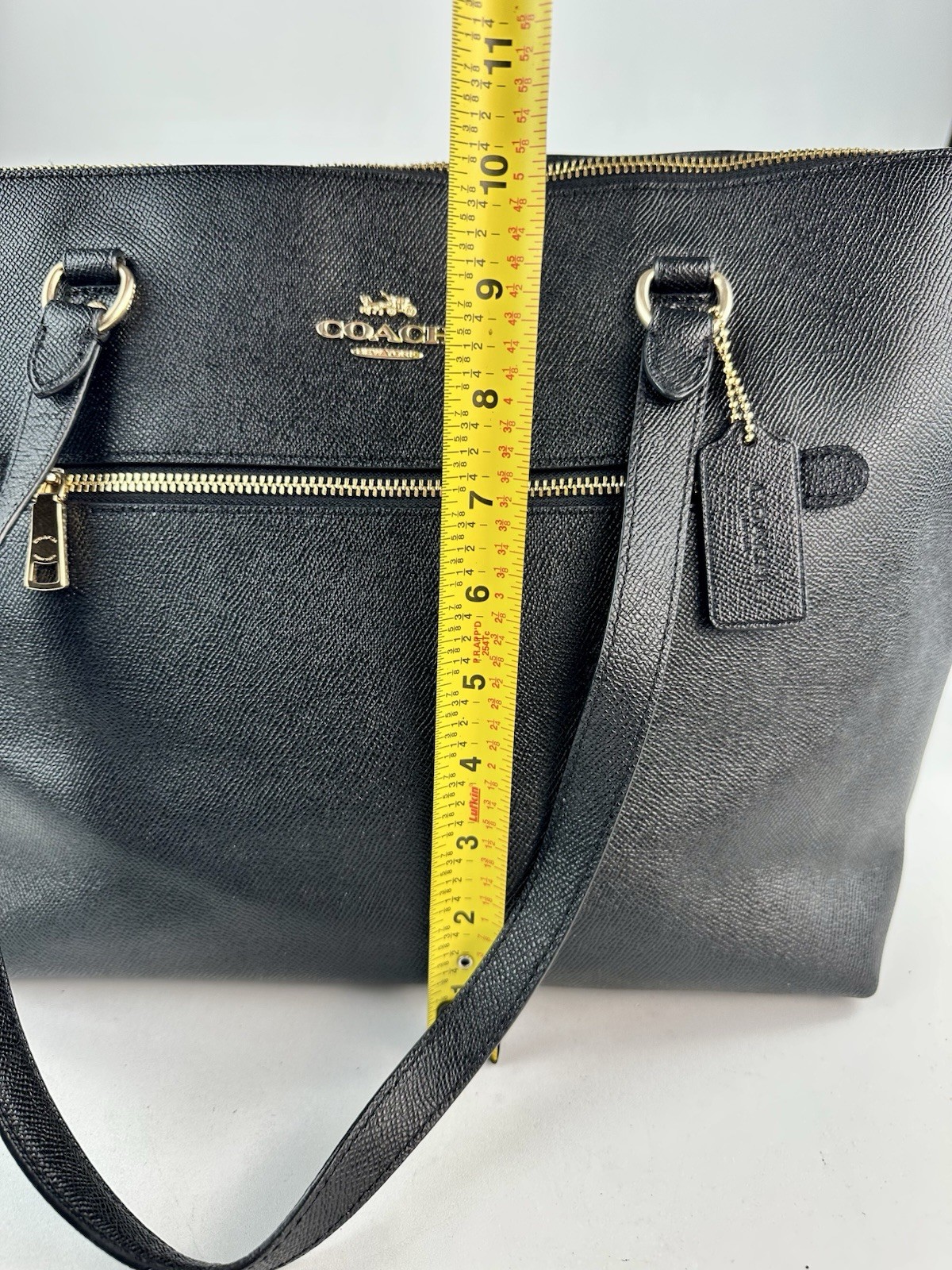 COACH Gallery Tote Shoulder Bag Black Crossgrain Leather w/ Gold Hardware F79608