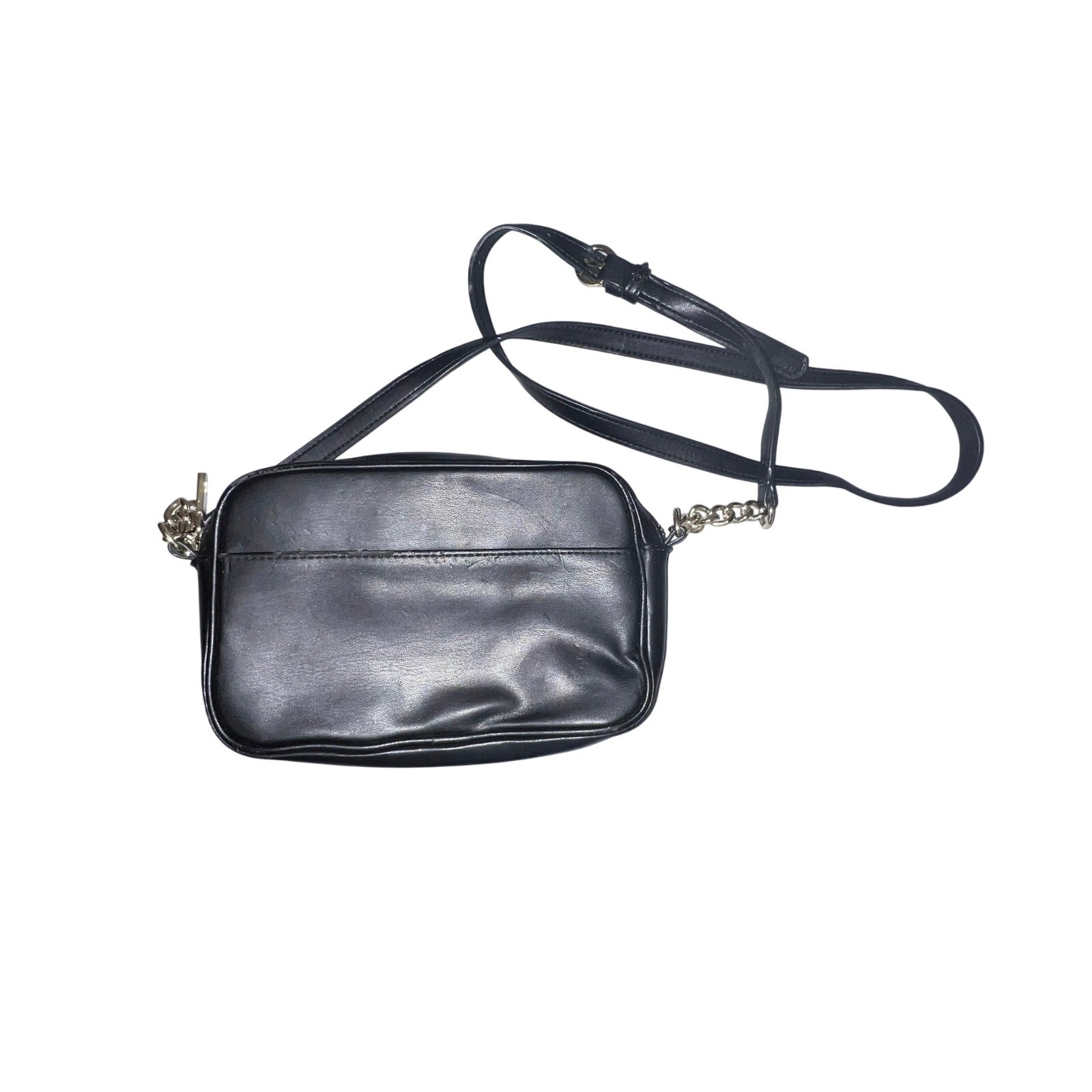 Karl Lagerfeld Chunky Goldtone Chain Exposed Zipper Logo Black Kris Bow handbag