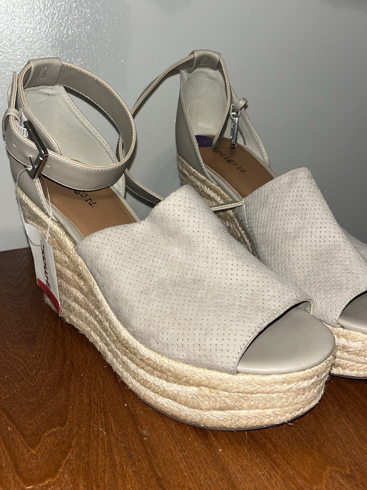 Indigo Rd. Women’s Beige Espadrille Wedge Open Toe Ankle Strap Sandals 8.5