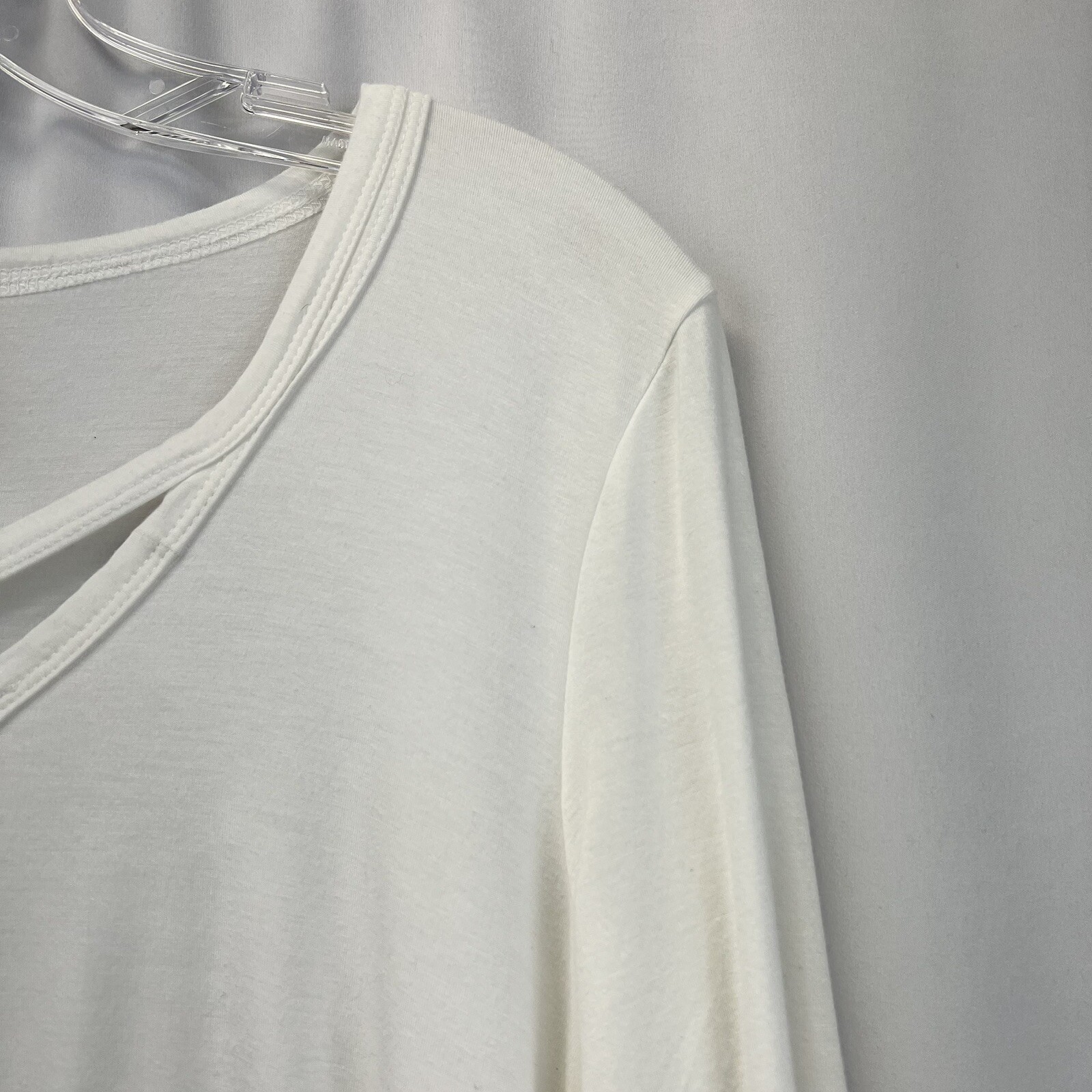 Lime n Chili Womens Top Cross Laced V-Neck 3/4 Sleeve Casual Ivory Size S
