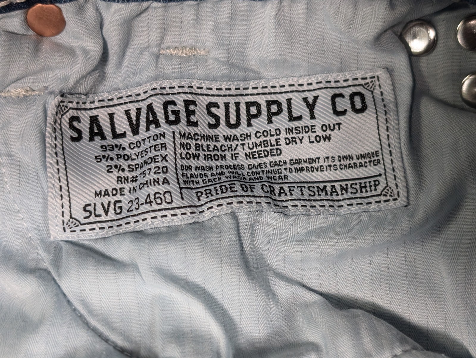Salvage Supply Company Jeans 32Rx31 Blue Havoc Straight Slim Fit Distressed BKE