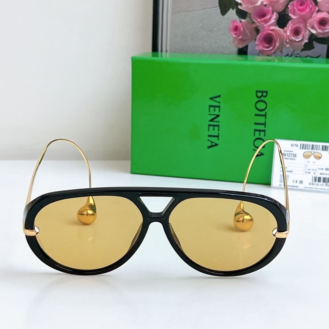 New BV1273 Women’s Sunglasses Black Frame Yellow Lens Gift Box