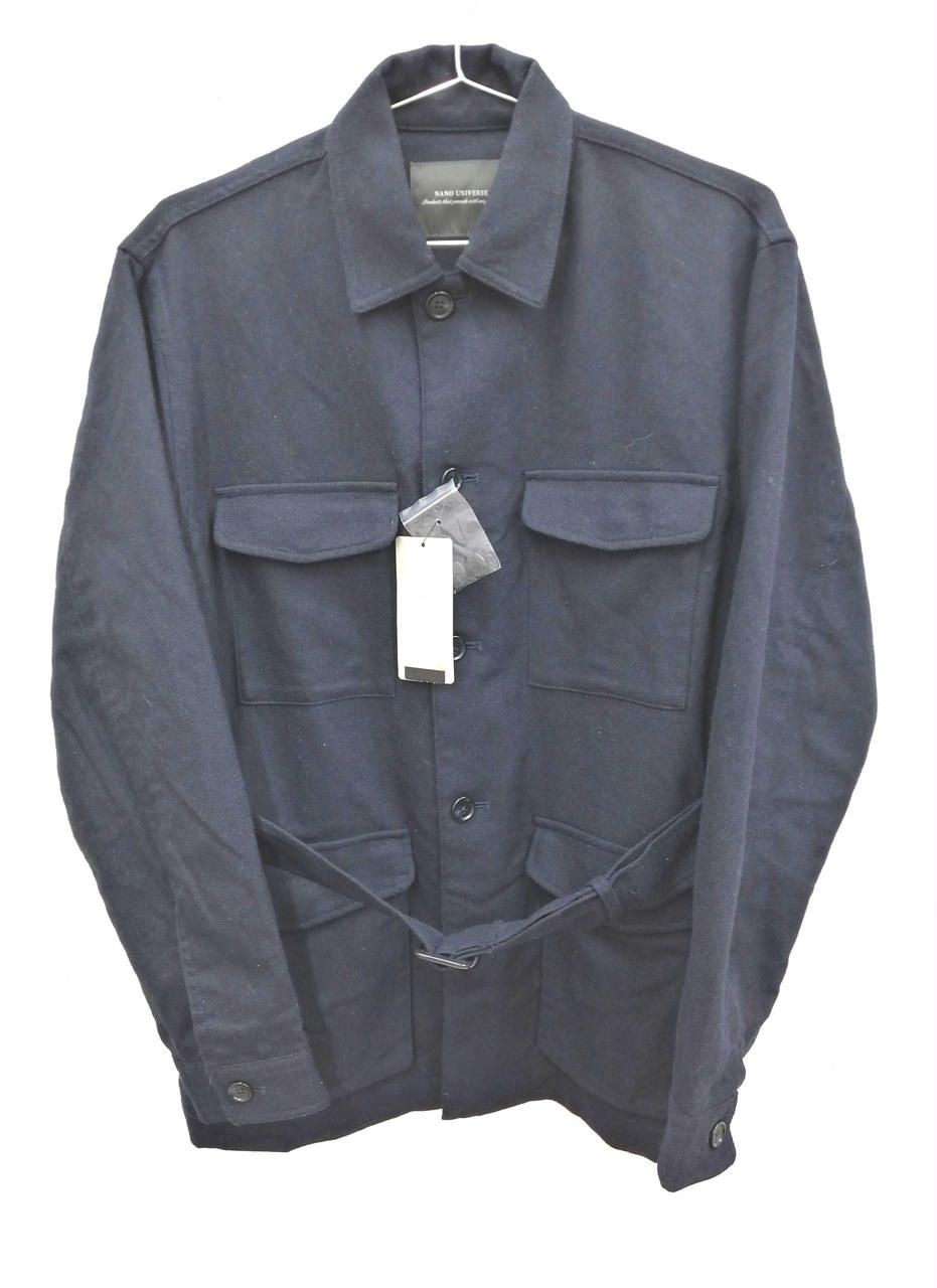 NANO UNIVERSE Wool Blend Home Spun Safari Shirt NVYM Used