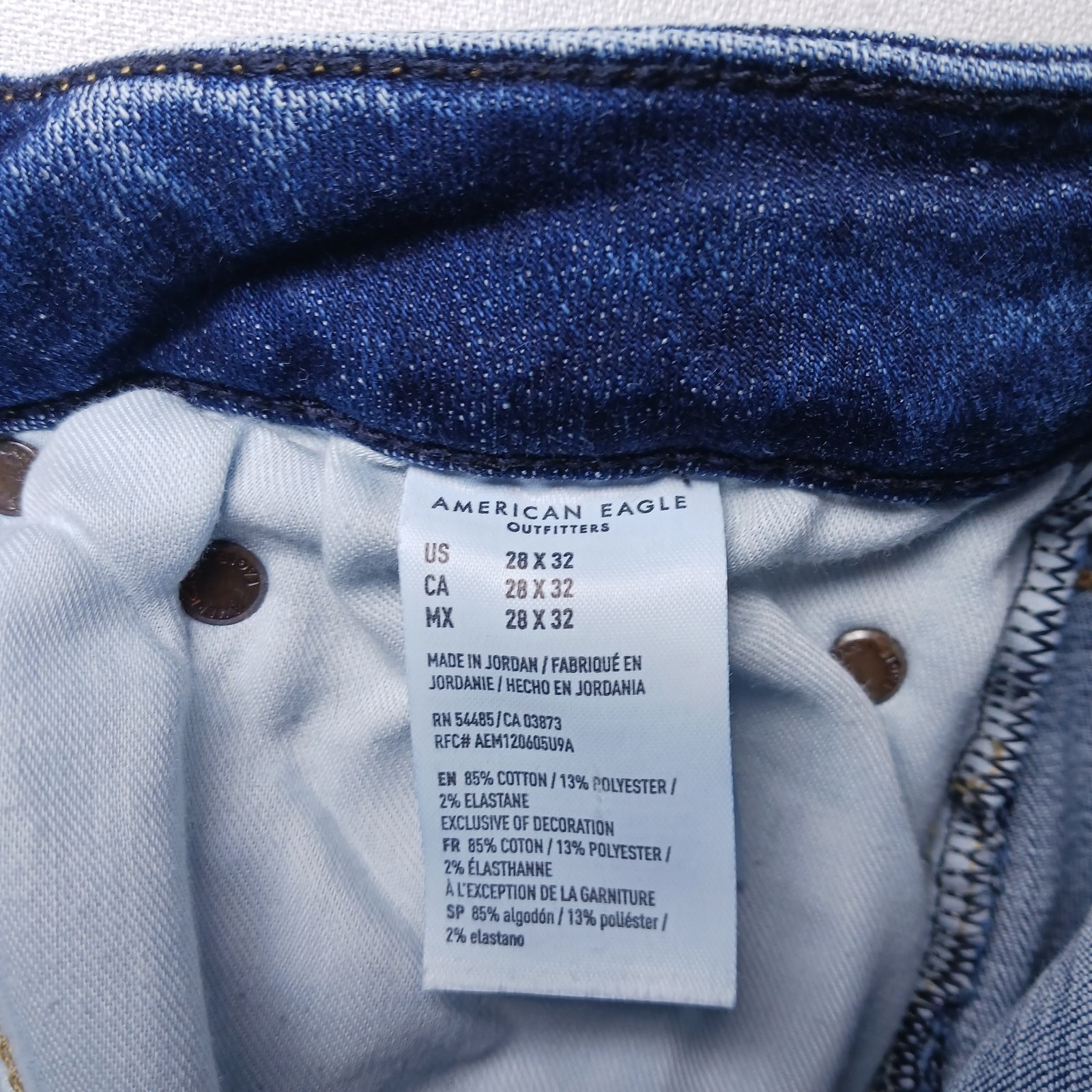American Eagle Mens AirFlex + Slim Straight Jeans 28X32 Dark Blue Wash Denim