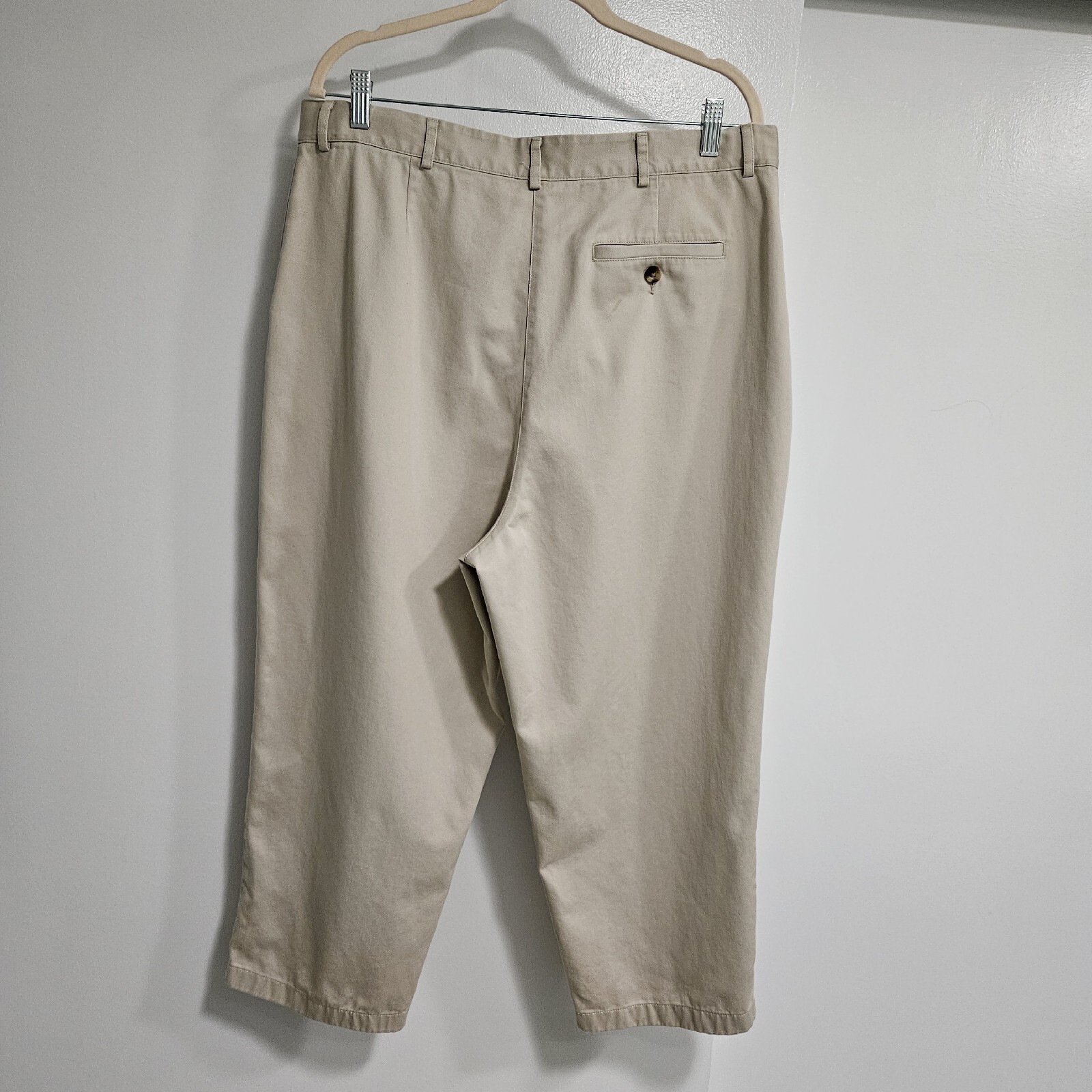 LL Bean Size 18 Original Fit Khaki Beige Cropped Pants Pockets #274907 36x23in