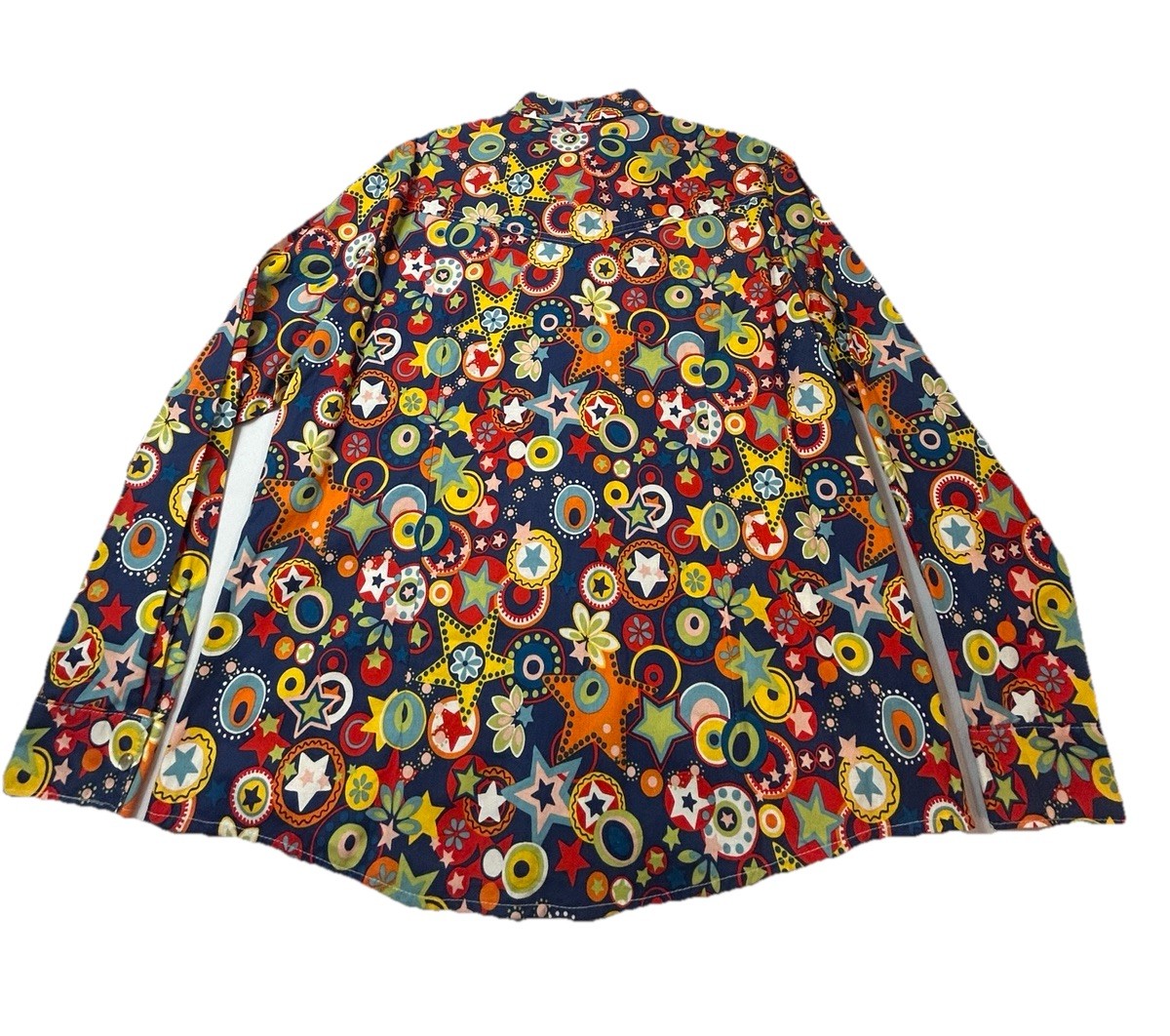 Loyal Threads Button Front Shirt Womens LG Multicolor Regular Fit Retro Print