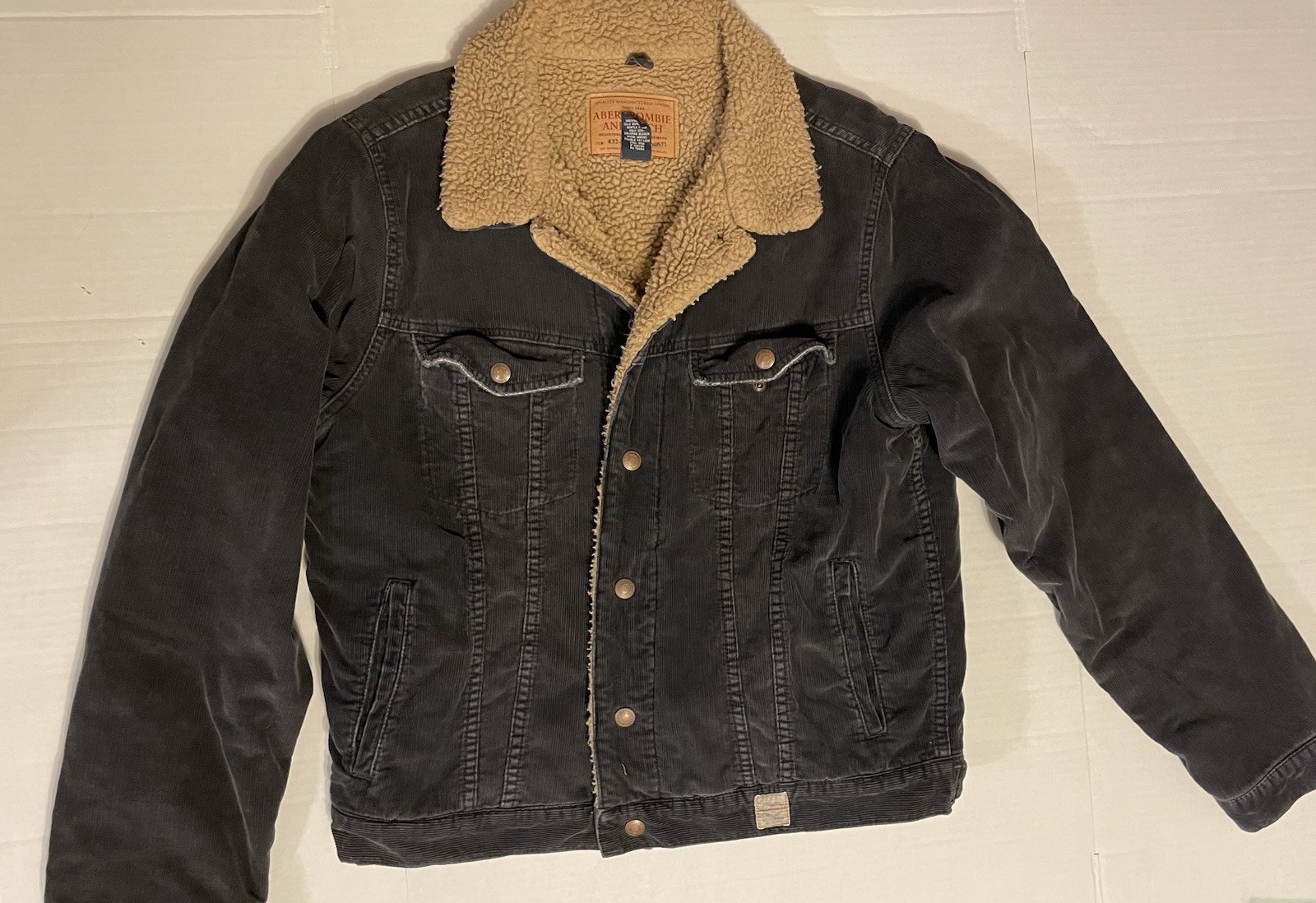 VintagAbercrombie Fitch Black Corduroy Fleece Lined Jacket See Pics Details/Wear