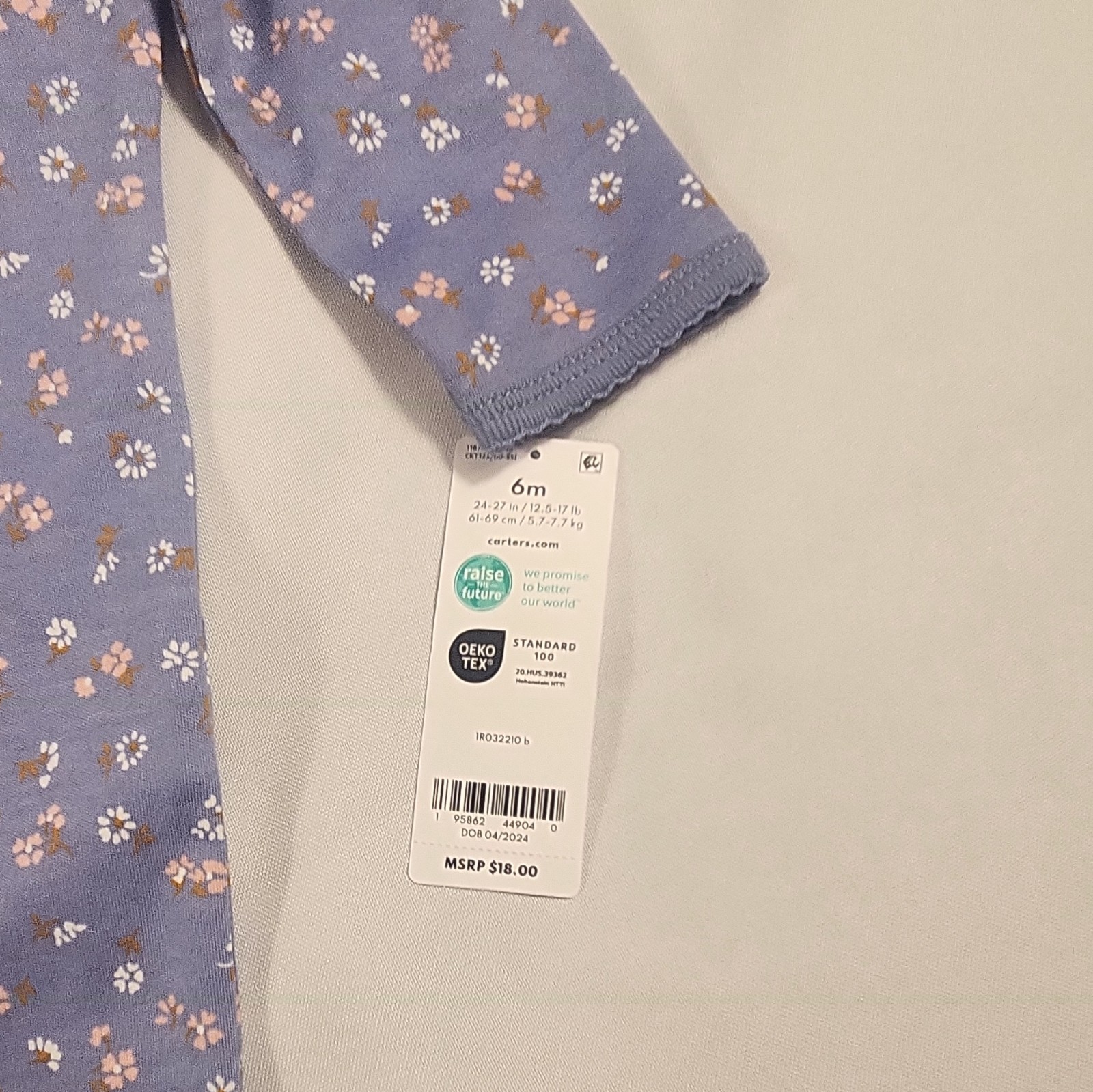 Carter’s 2-Pack NWT Footed One-Piece Sleep And Play 6M Cotton Floral/Animal Girl