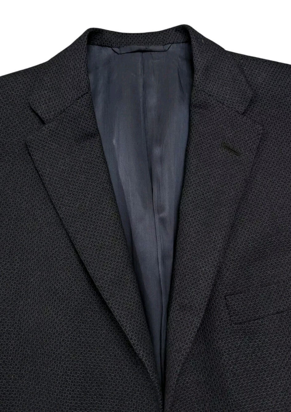 Sartoria Tom James Mens Navy Blazer 44L Tweed Wool Functional Cuffs Handmade USA