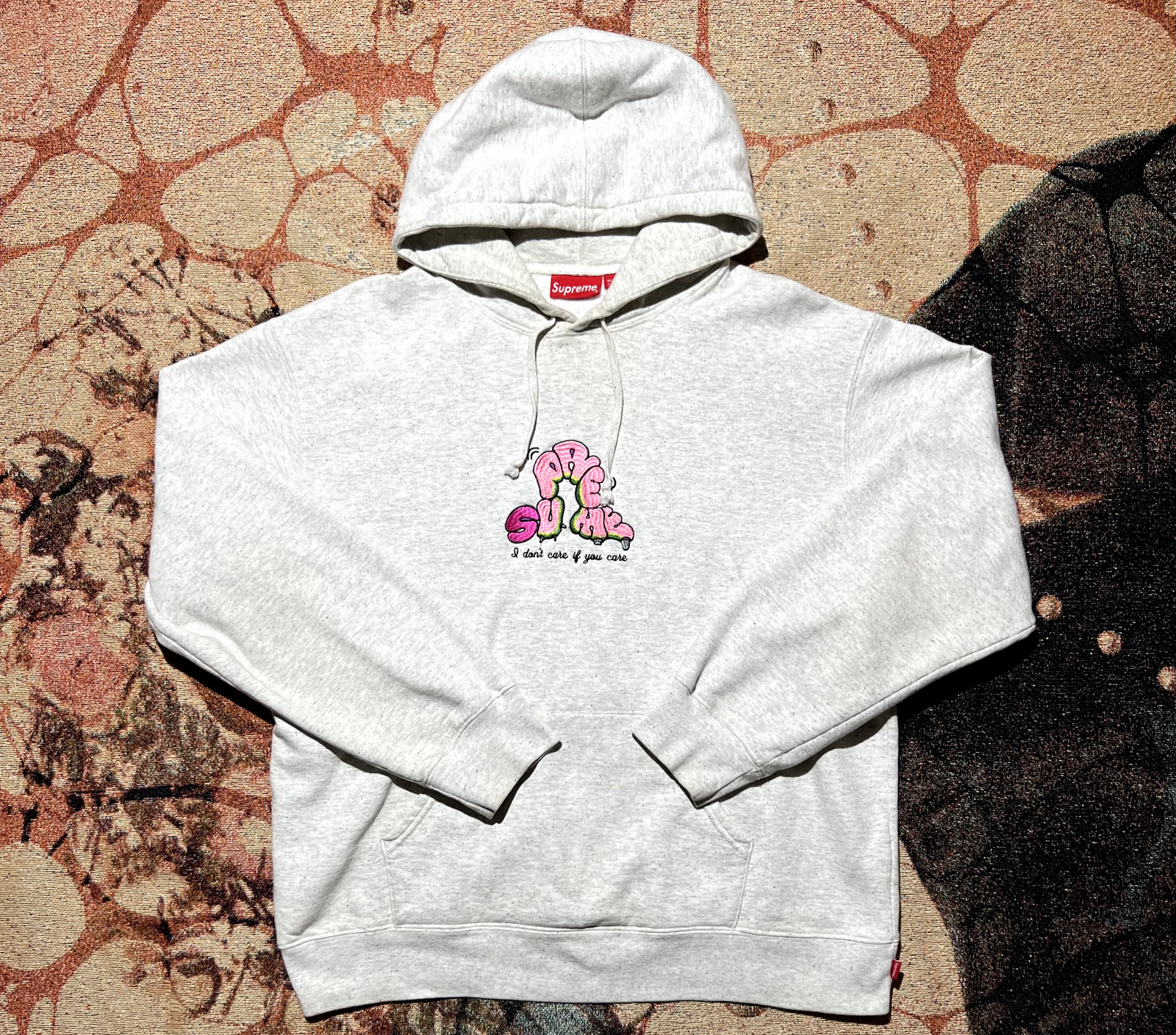 Supreme Don’t Care Hooded Sweatshirt SS21 Heather Multi Size Large