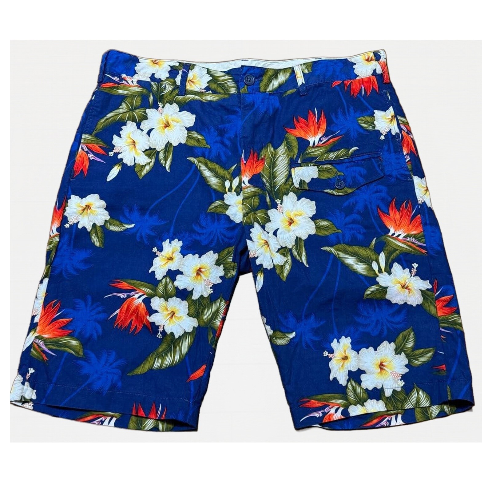 Engineered Garments Floral Shorts USA Made Size 36 Hibiscus Botanical Blue F/S