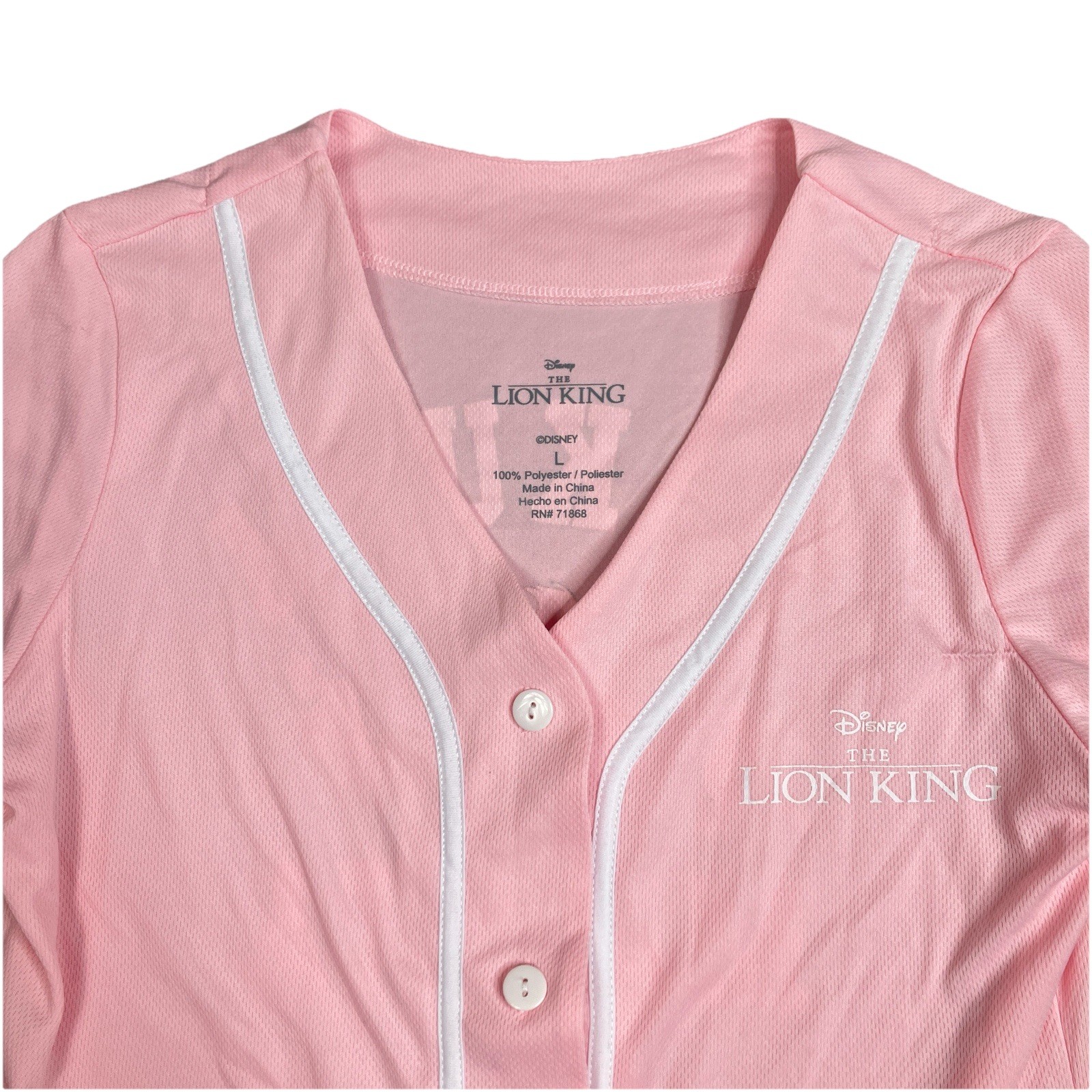 Disney Lion King Baseball Jersey Womens L Pink Button Front Hakuna Matata Shirt