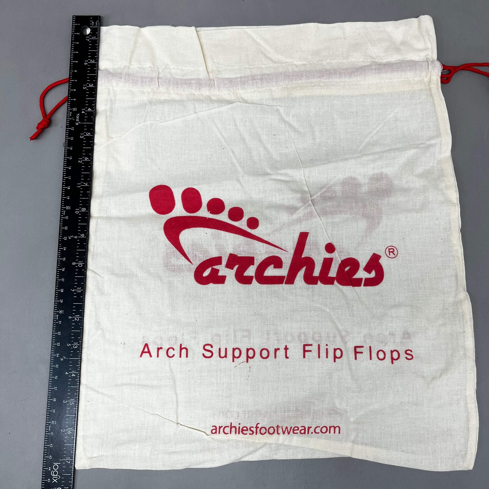 ARCHIES 4-PACK! Cotton Carry Bags for Footwear Flip Flop Sandals 17″x14″ Tan (Ne