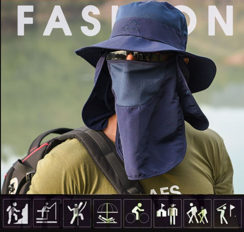 Adjustable Waterproof Wide Brim Sun Hat UV Protection Fishing Bucket Boonie Cap