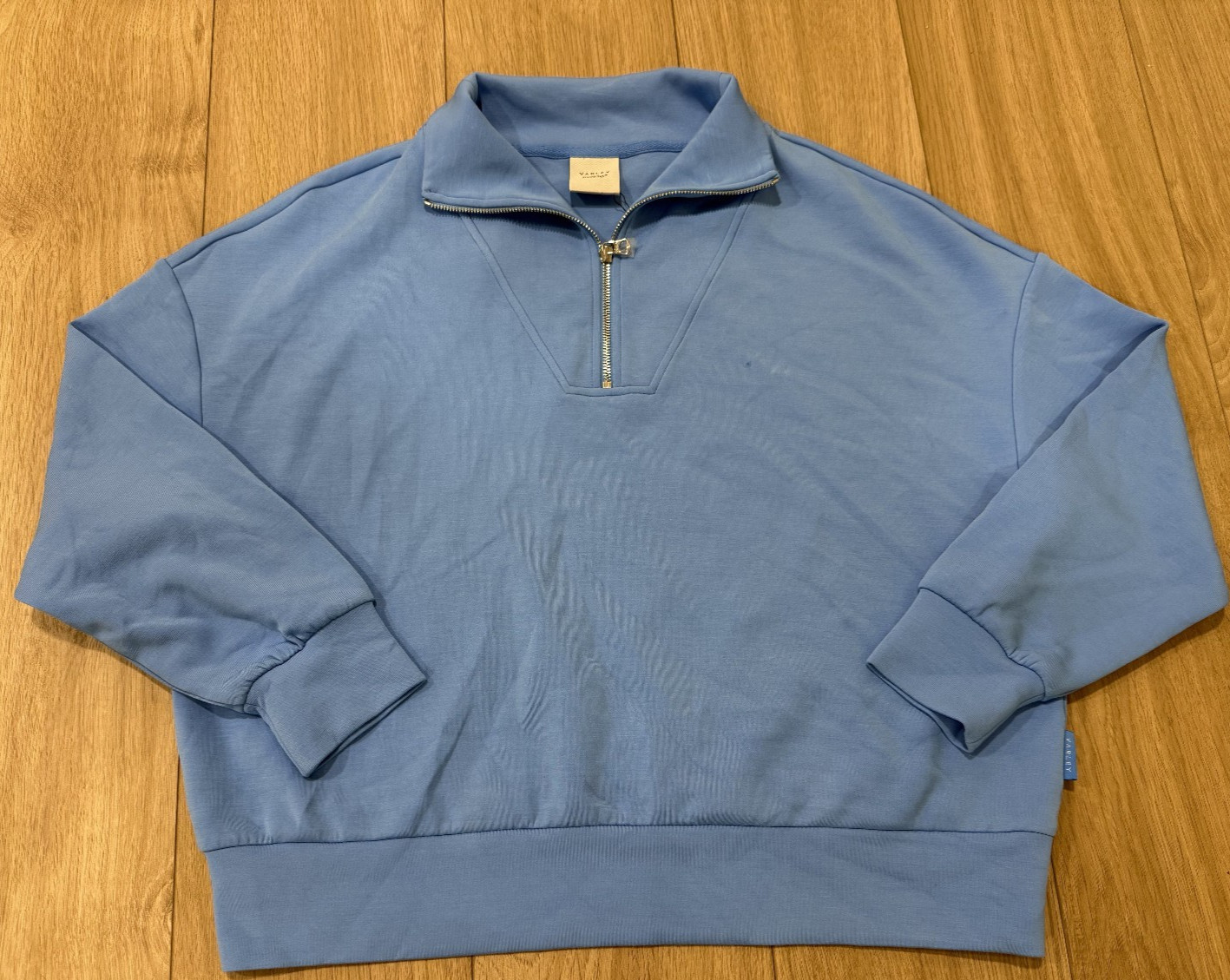 Varley Womens Hawley Half Zip Sweatshirt Double Soft Blue Size L New w/ Defects