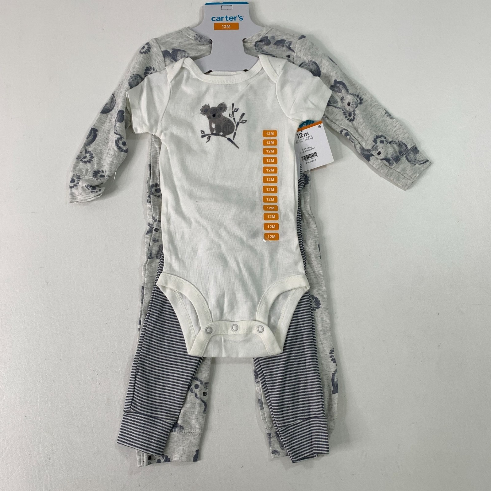 Carters 3-Piece Baby Outfit Set 12M Koala Print Bodysuit, Pants, Sleeper