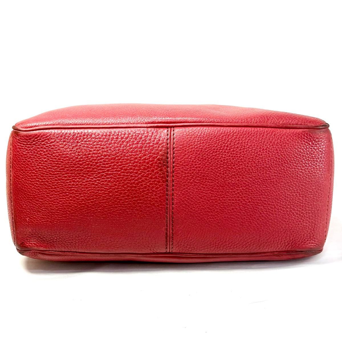 CELINE Boogie Bag Leather Handbag Red Genuine Leather Vintage Japan F/S USED