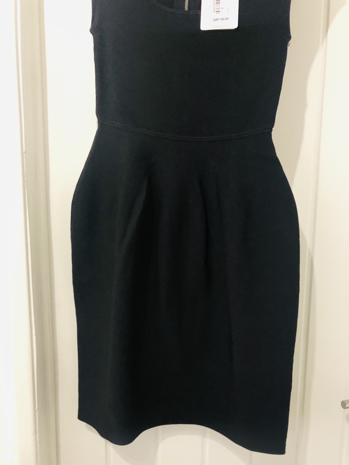 £165 TED BAKER Judit tulip skirt bodycon wiggle dress knit cocktail LBD 2 Uk 10