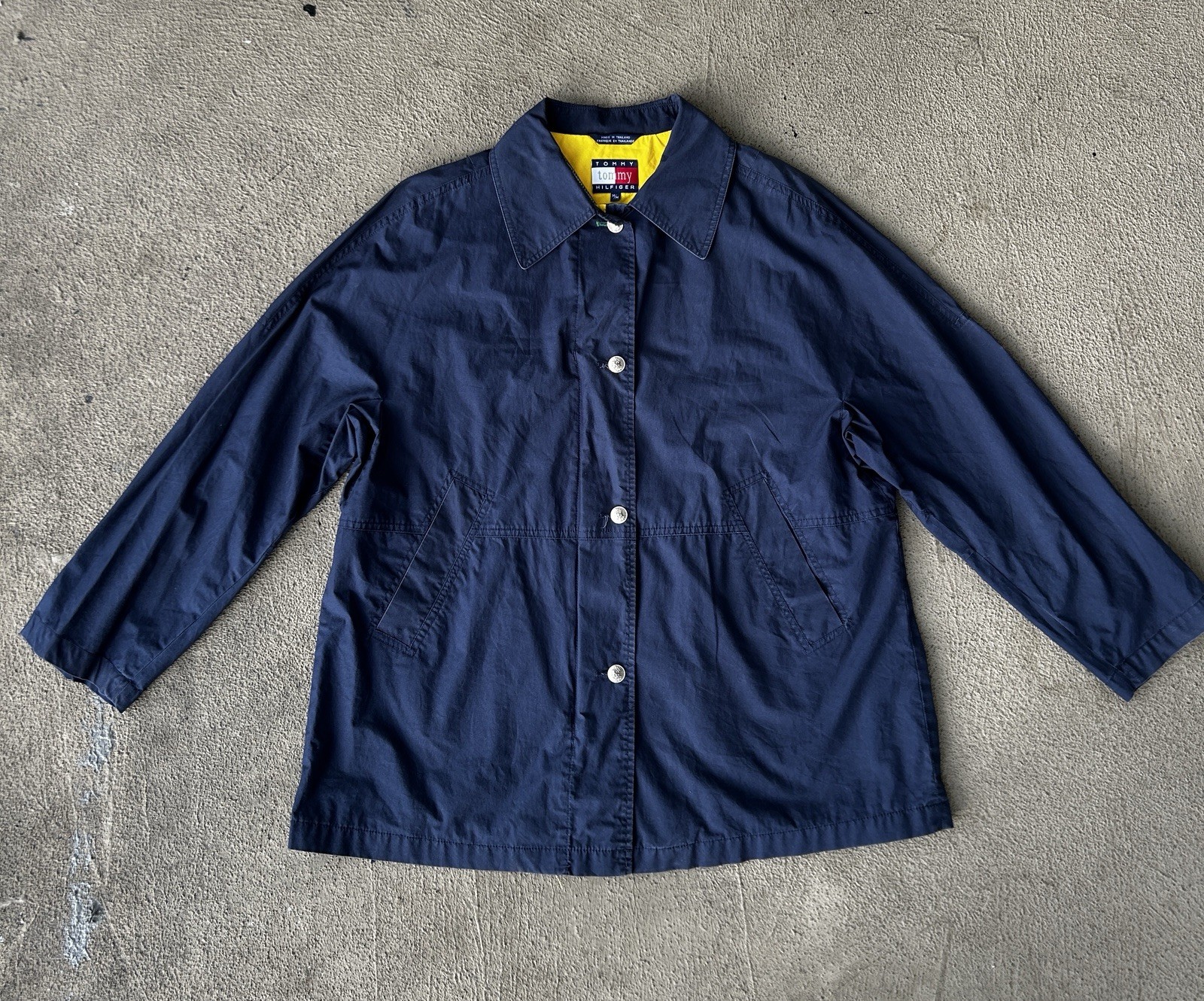 Tommy Hilfiger Men’s Blue Mid-Length Windbreaker Jacket, Full Zip, Size M