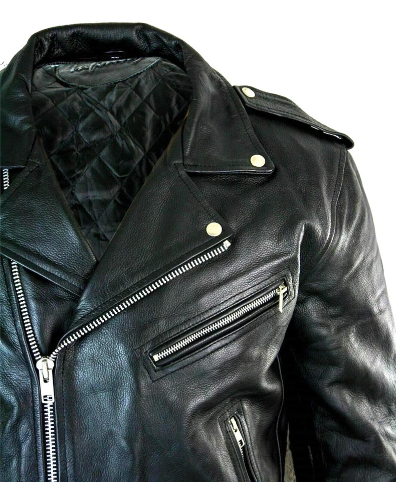 Men’s Classic Black Leather Biker Jacket – Premium Motorcycle Rider Jacket