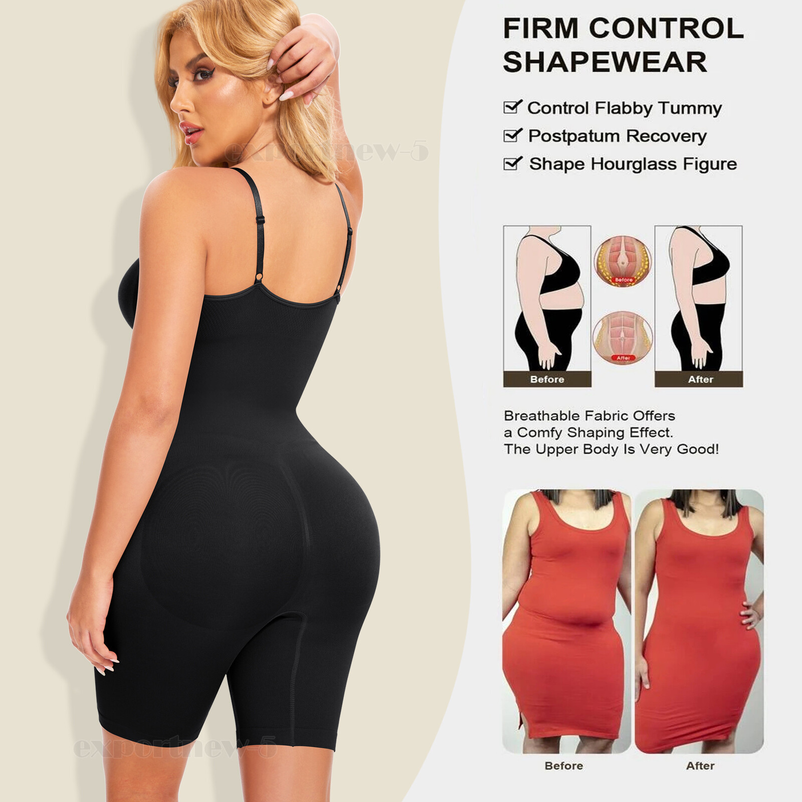 Tummy Control Bodysuit Sculpting Body Shaper Tank Top Shapewear Snatched Waist
