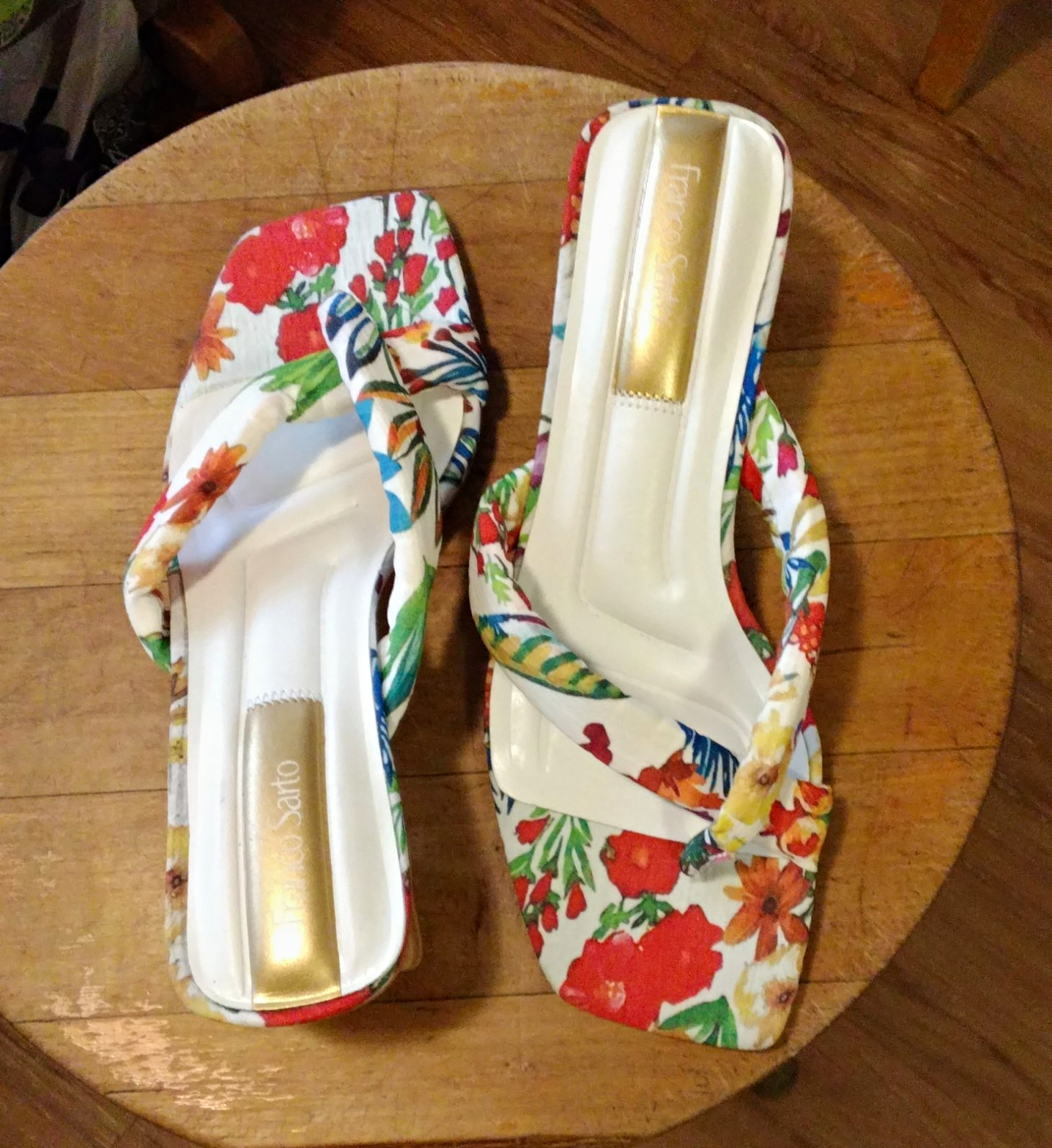 Franco Sarto Women’s Floral Slide Sandals Slip-On Square Toe Twist US 7 M