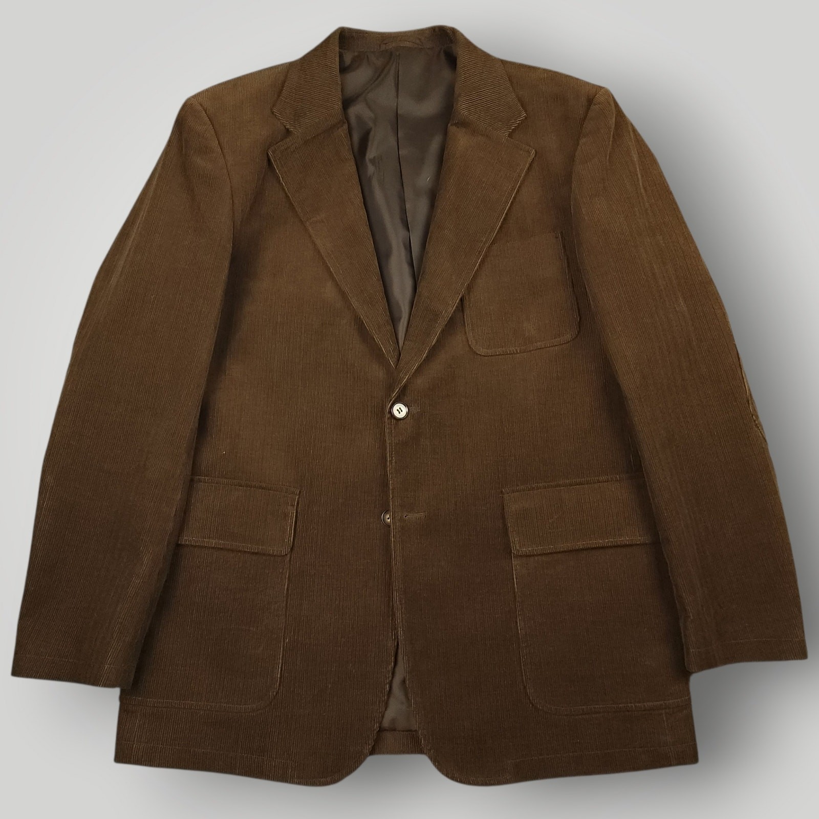 Y2K Ivy Style Wide Wale Corduroy Jacket 40R Elbow Patch Pocket Unstructured