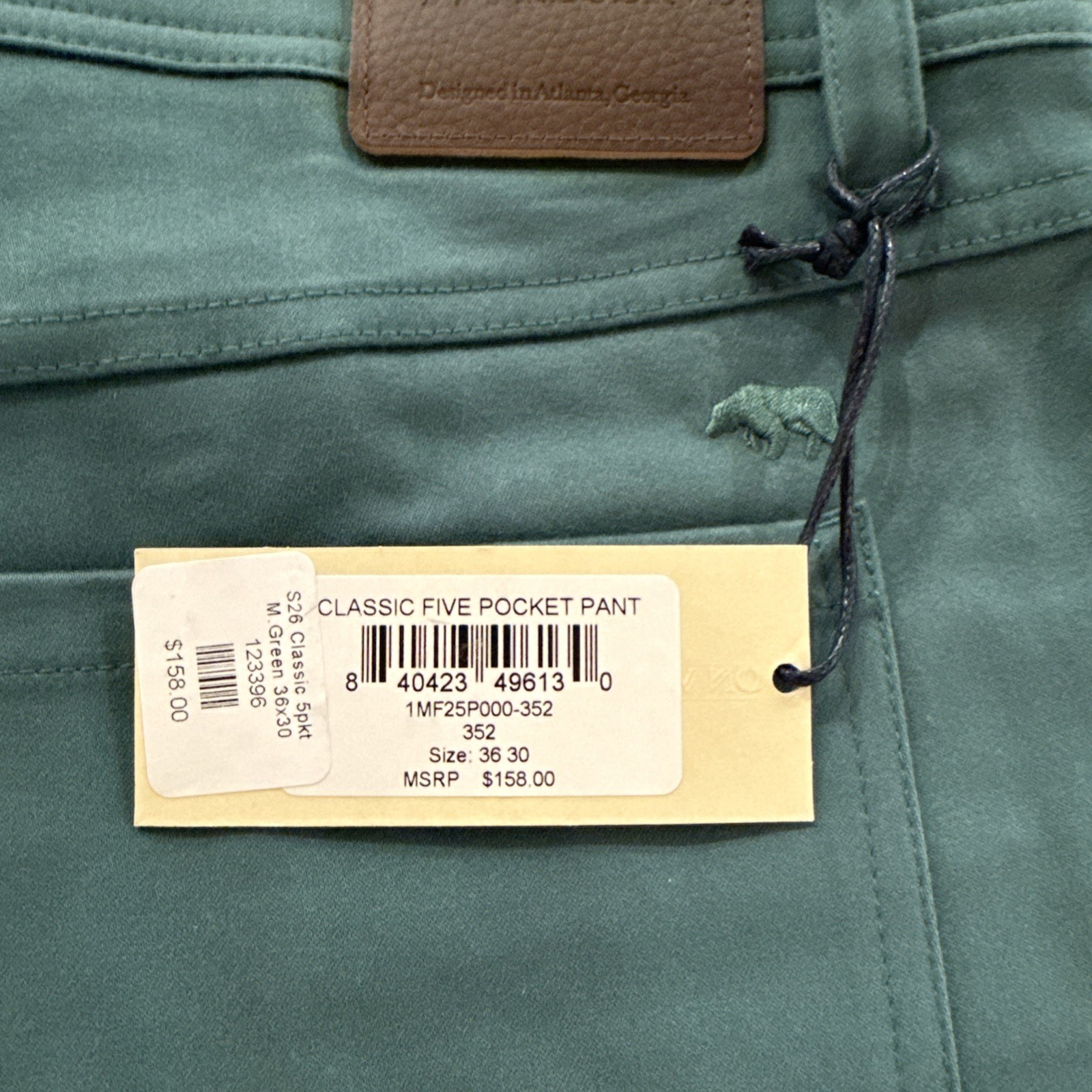 New with Tags Onward Reserve Men’s Green Classic Five Pocket Pants