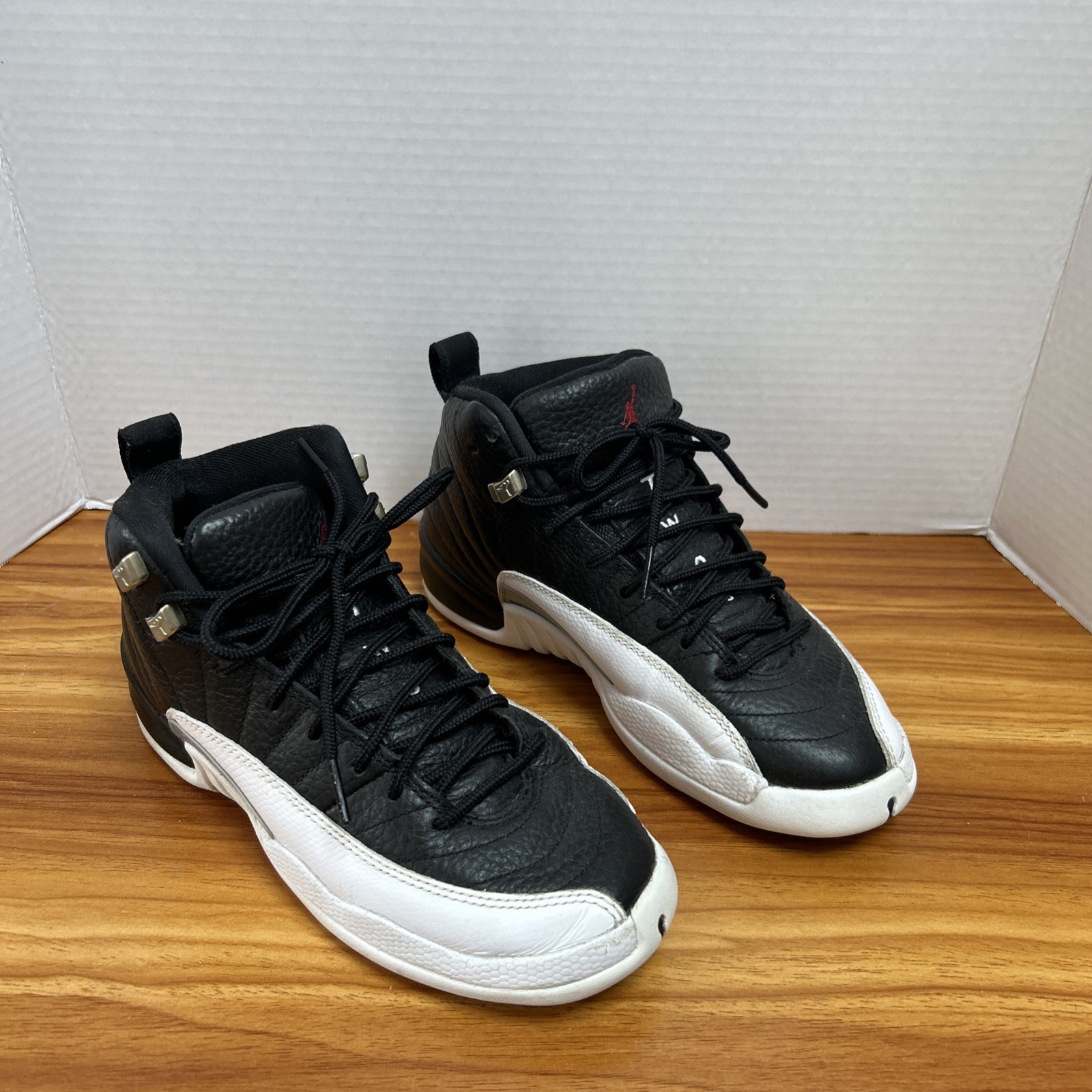 Jordan 12 Retro Playoffs 2022 GS Black White Red 153265-006 Kids Size 4.5 SP3472