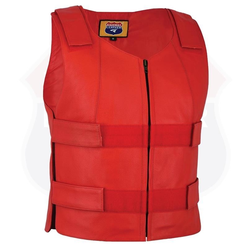 HL14945 Women Bullet Proof style Leather Motorcycle Vest-bikers Club