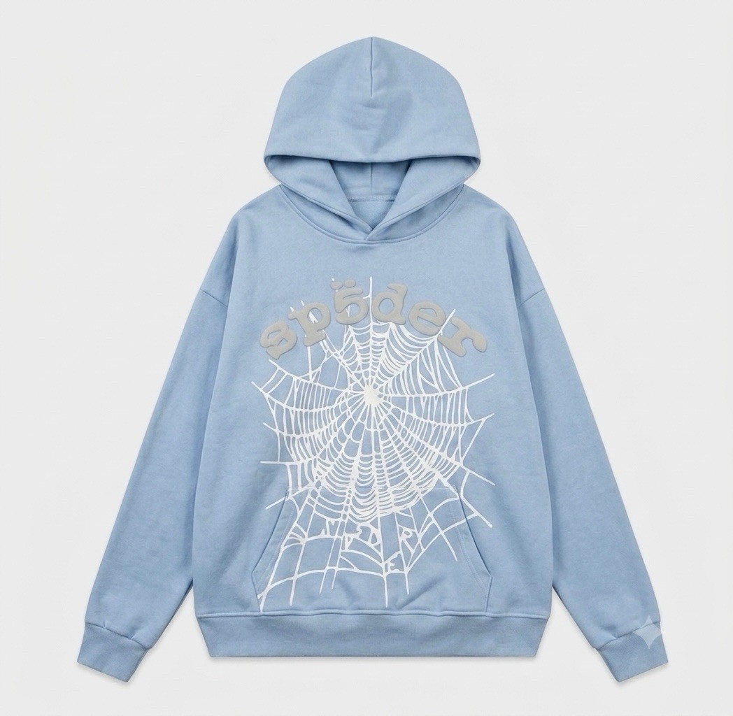 Sp5der OG Web V2 Hoodie Dusty Blue Pullover Graphic Print men’s size s,m,l