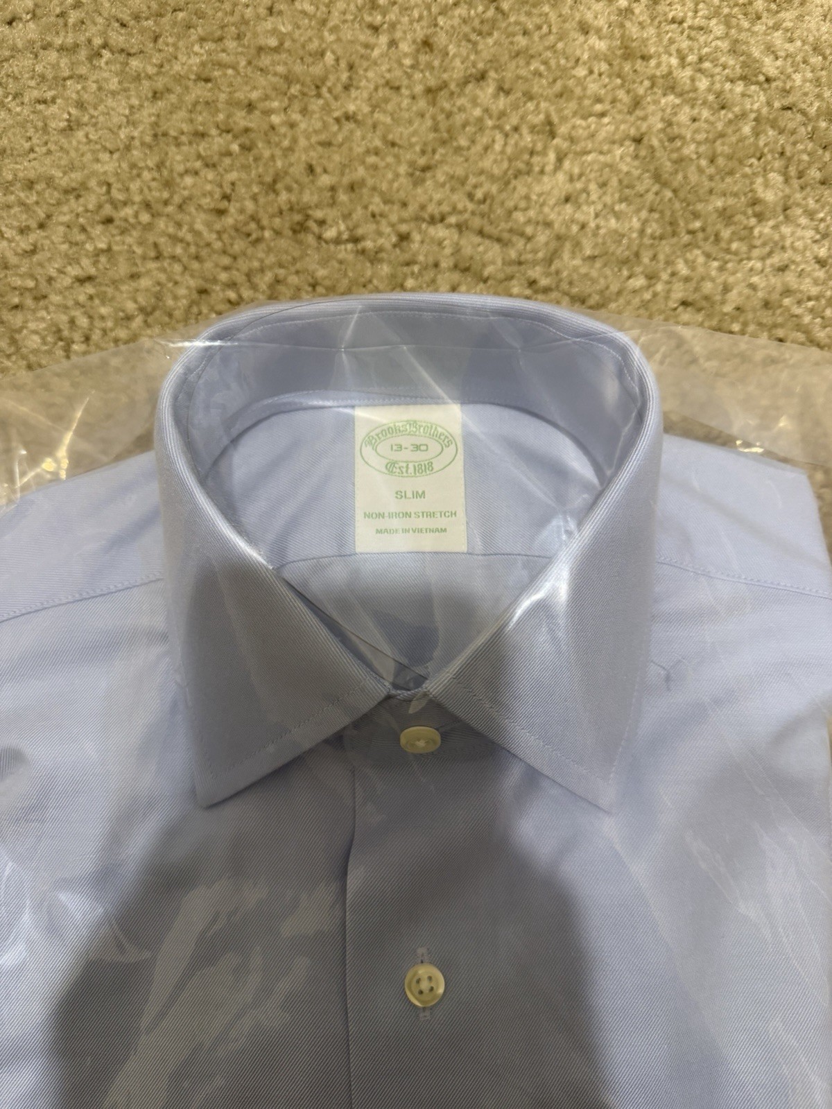Brooks Brothers Slim Fit Non-Iron Dress Shirt Size 13/30