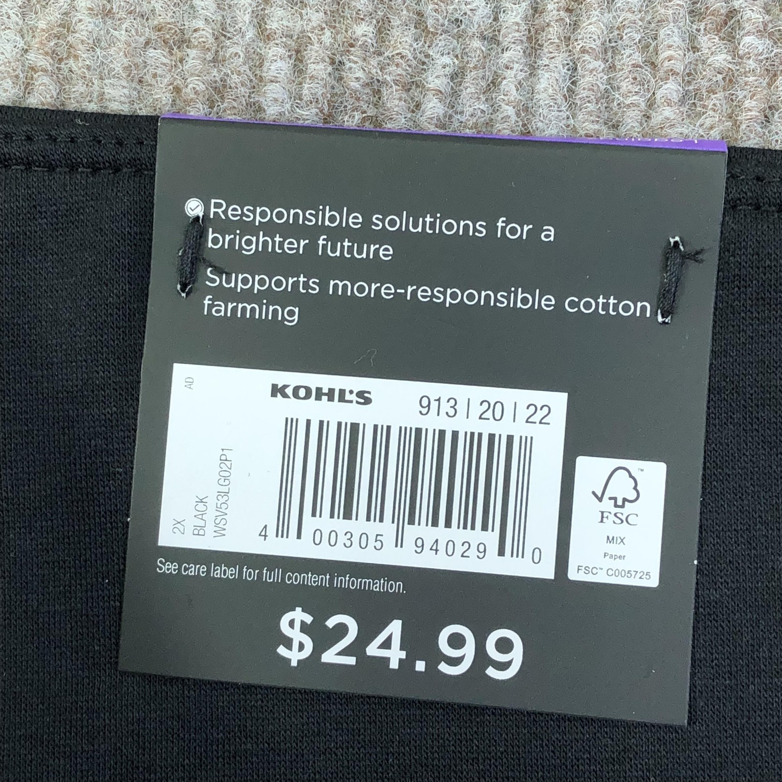 Simply Vera Vera Wang Leggings Womens 2X Black High Rise Stretch Knit Ankle