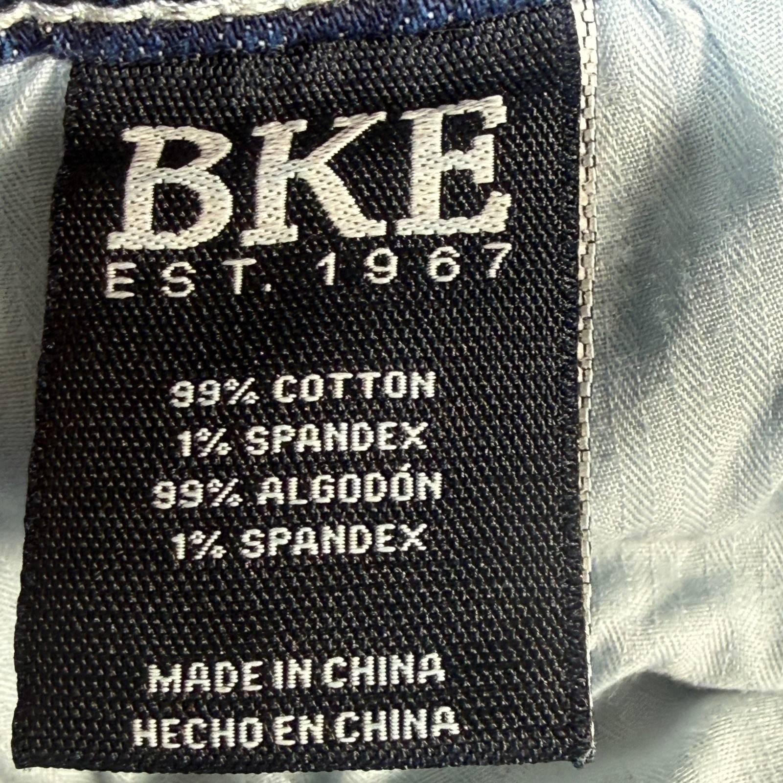 BKE Jake Straight Jeans Mens 31×34 Light Wash Denim Stretch Embroidered Pocket