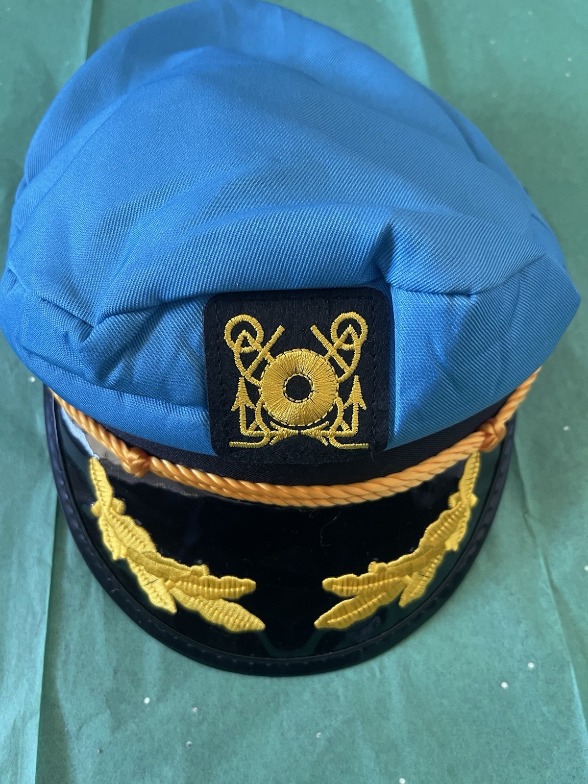 Vintage Nautical Captain Hat Adjustable One Size Anchor Insignia Blue/Black/Gold