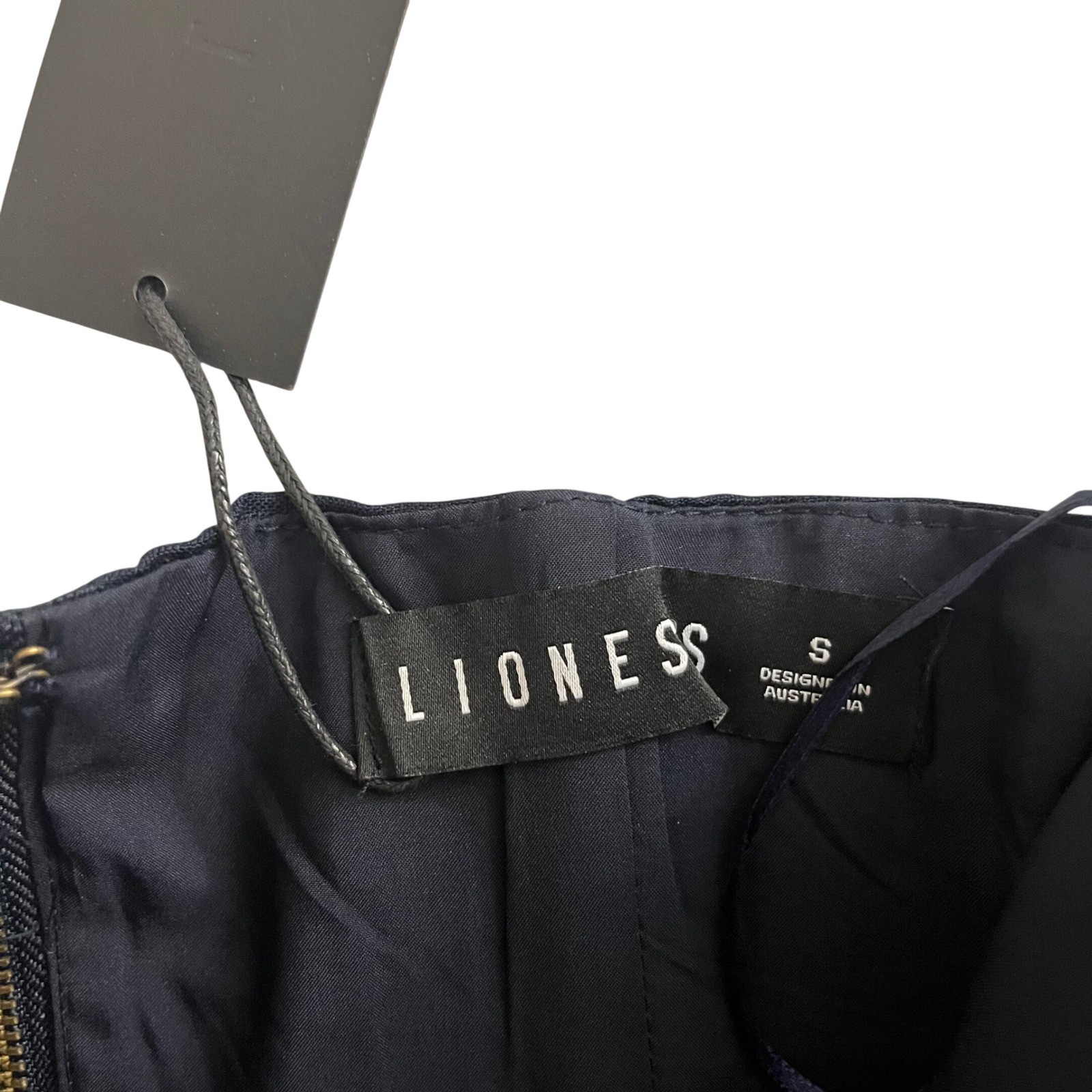 Lioness Women’s Island Ruched Scarf-Trim Tube Top Small NWT navy blue