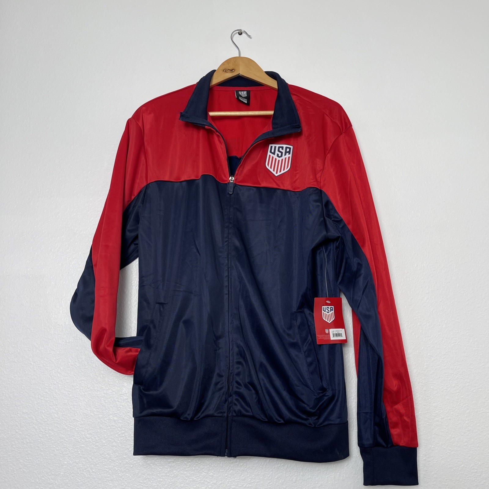 NWT Icon Sports US Soccer Track Jacket Men’s L Navy Red USMNT Full Zip USA 4th