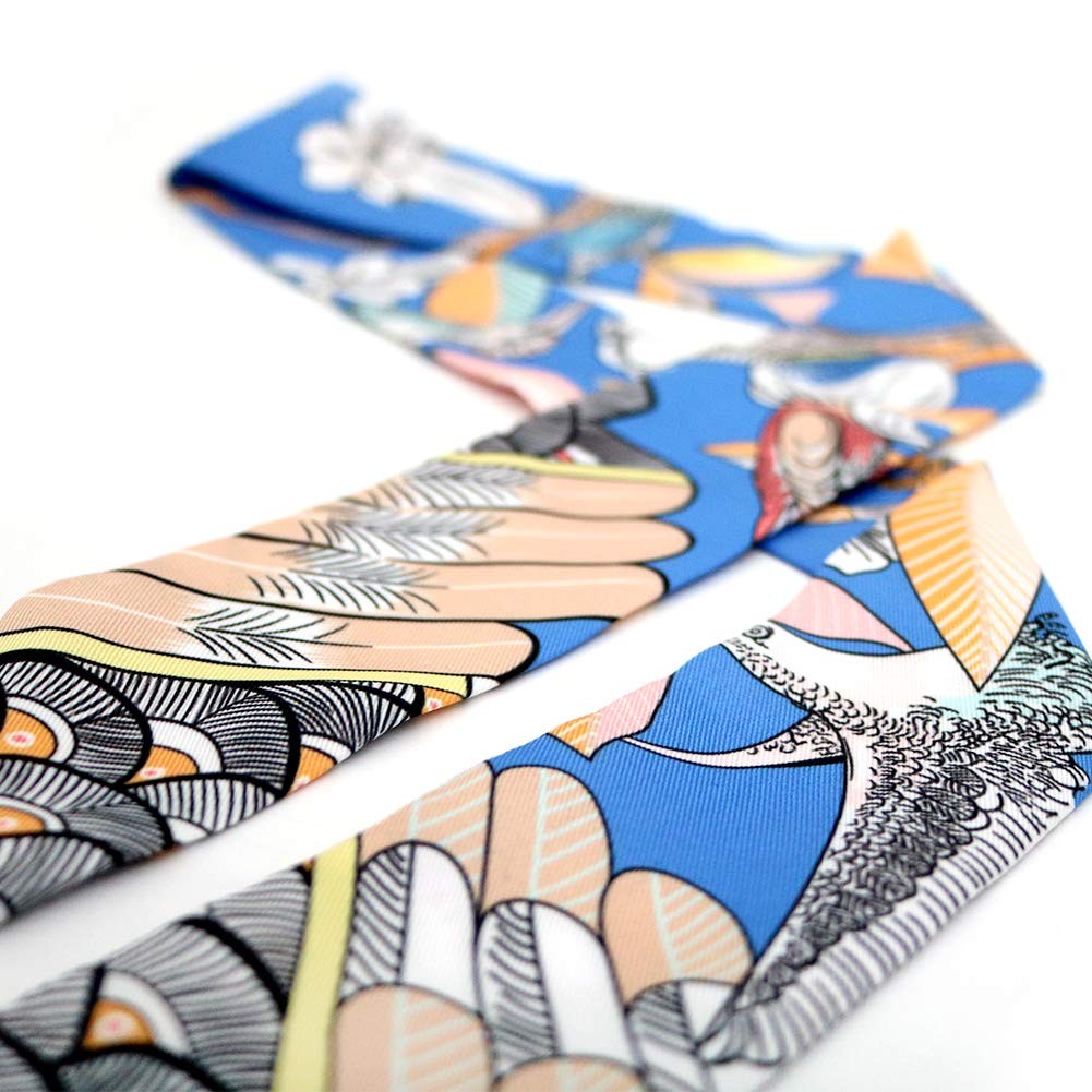 Fashion Natural Flower Bird Printing Handbag Handle Ribbon Scarf Neck Scarf