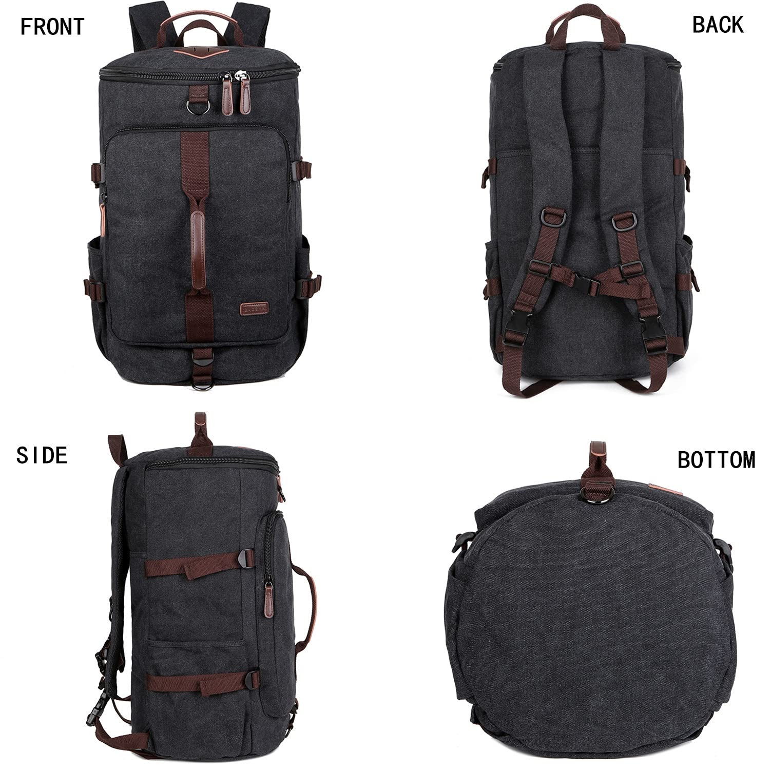 Canvas Weekender Travel Duffel Backpack Hybrid Hiking Rucksack Laptop Backpac…