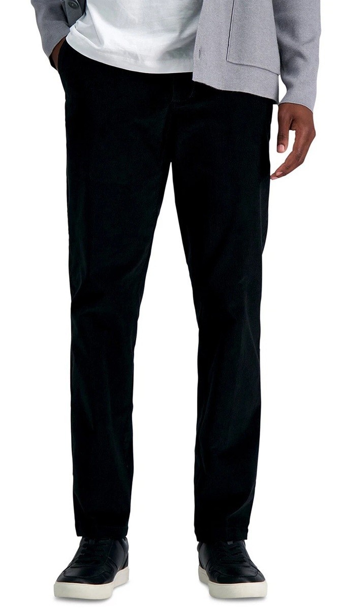 Kenneth Cole Reaction Mens Slim Fit Corduroy Pants 34×32 Black Solid Stretch NWT