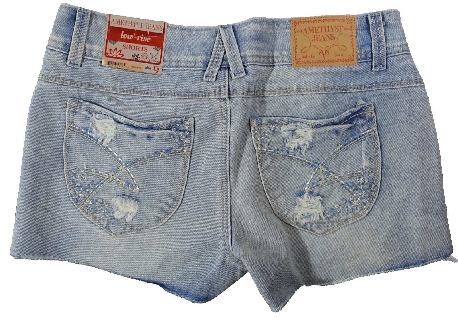 Amethyst Jeans Shorts Juniors Size 9 Pockets Cotton Blend Low Rise Distressed