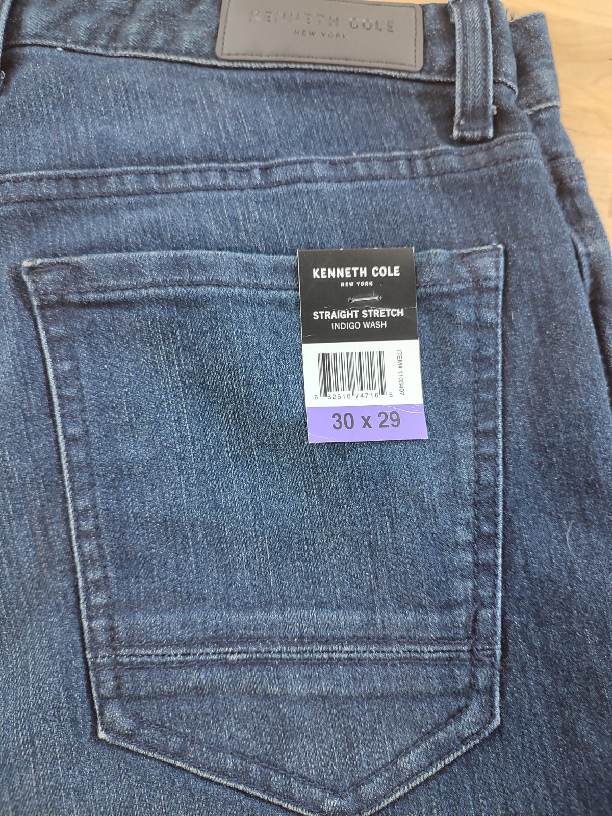 Men’s Kenneth Cole Indigo Wash Straight Stretch 5 Pocket Jeans 30Wx29L