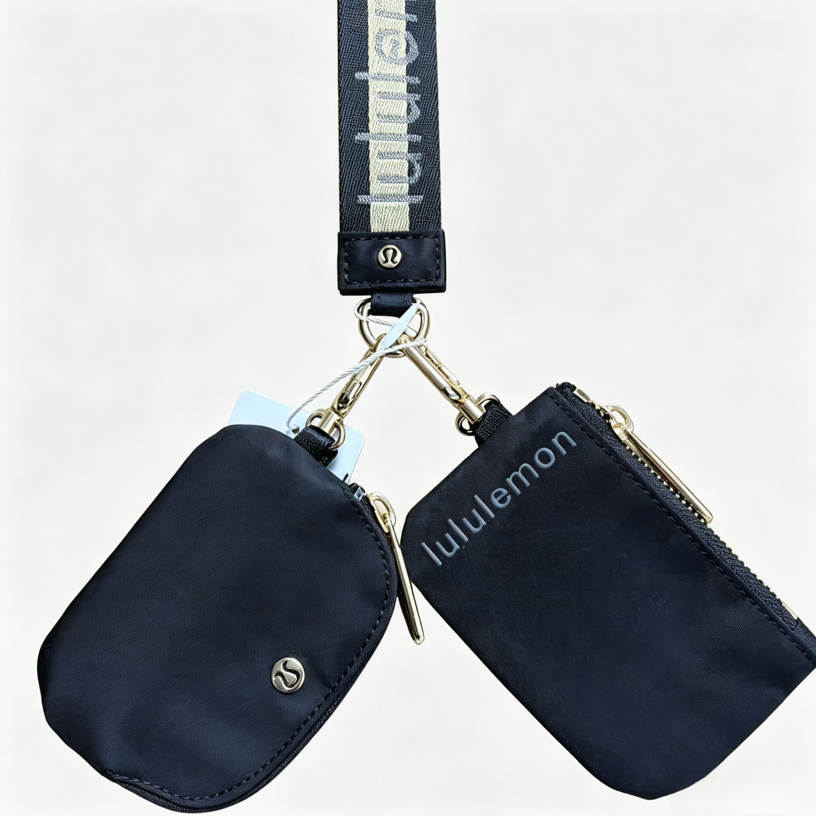 Lululemon Dual Pouch Wristlet Keychain Wallet Black, NWT