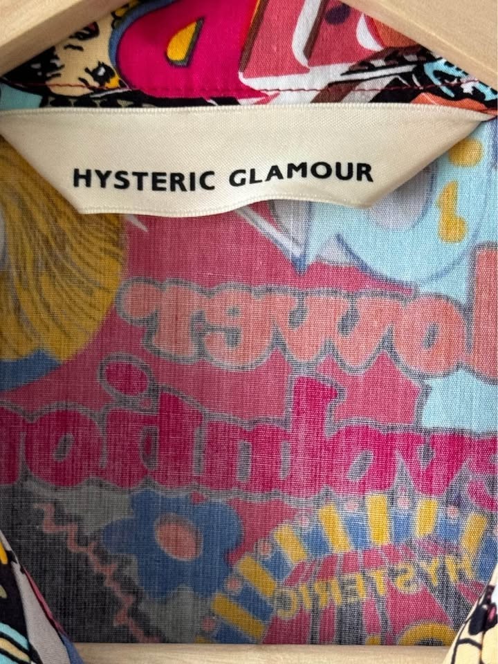 Hysteric Glamour Japan Shirt All-Over Print Cotton Flap Pockets Rare