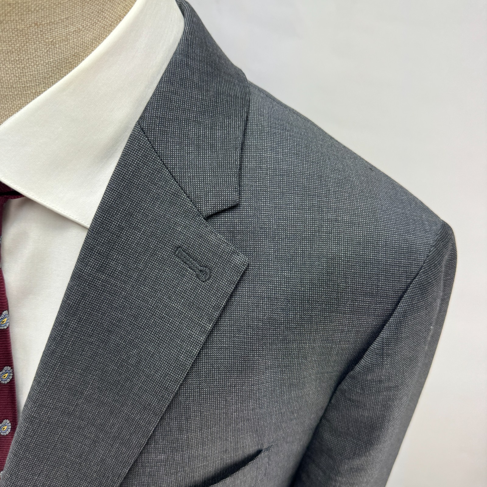 Banana Republic Reda Flexo Suit 44R Tailored Slim Fit Gray Nailhead 38×32 Pants