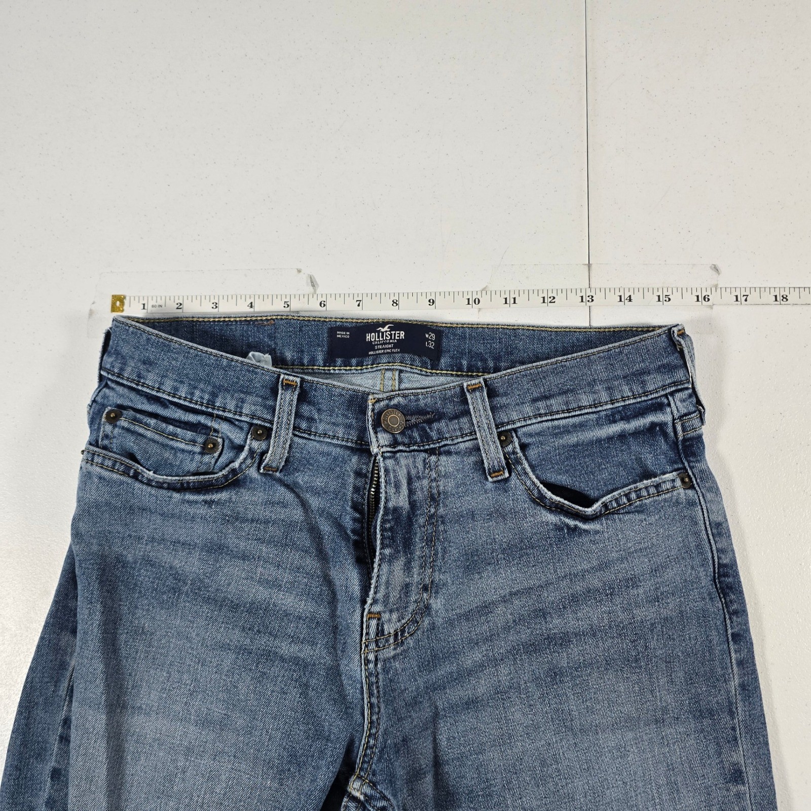Hollister Epic Flex Straight Leg Jeans Medium Wash Blue Denim W29 L32 12469