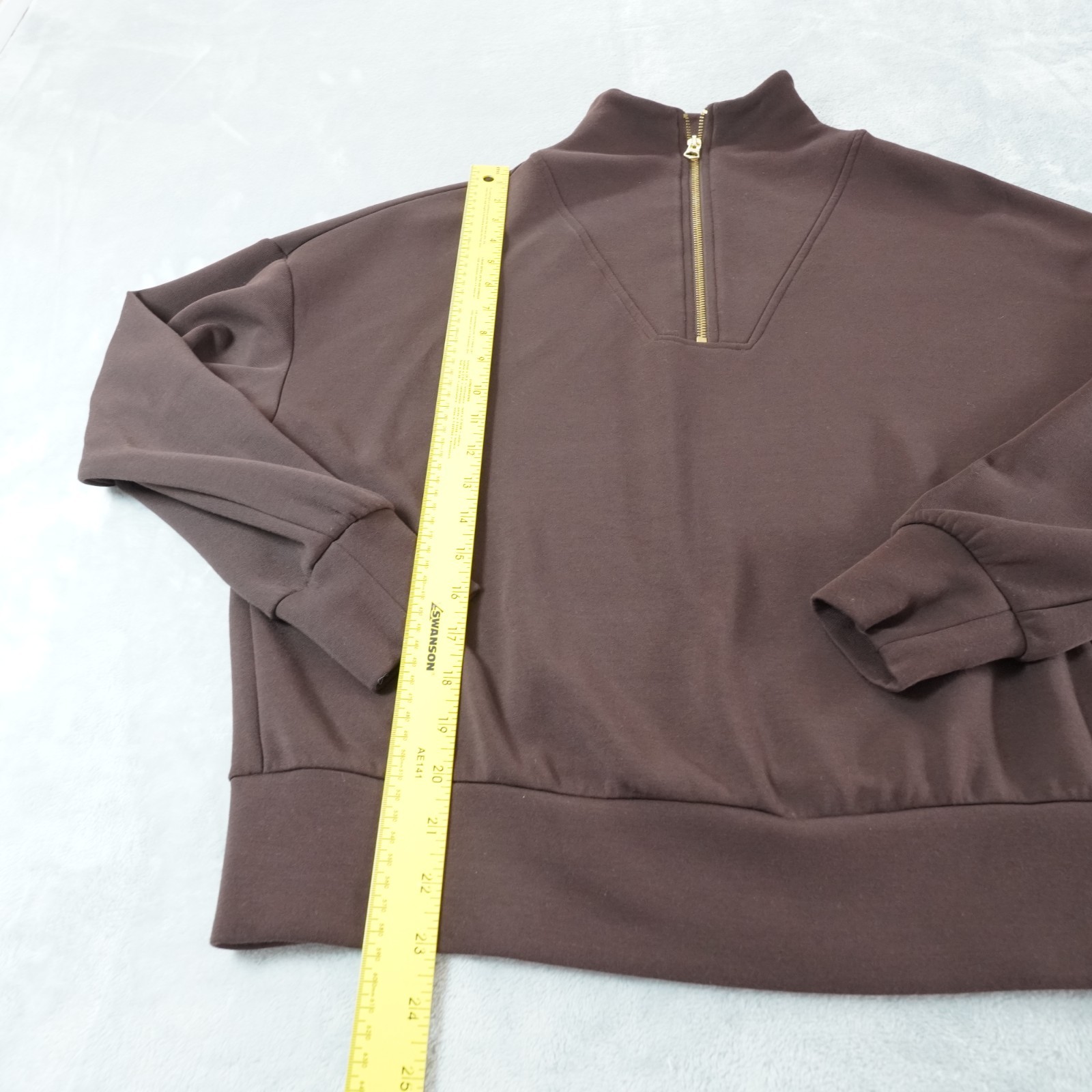 Varley Hawley Half Zip Sweat Womens S Brown Double Soft Shirt Loungewear Travel