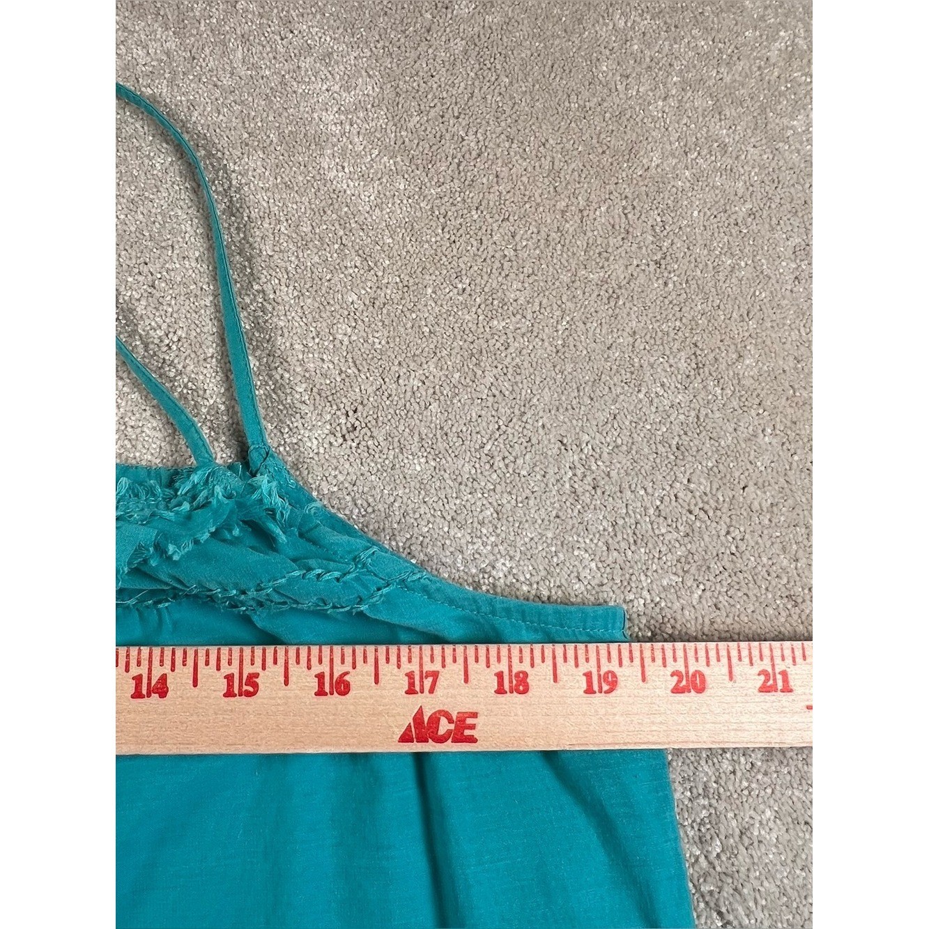 Loft Sun Dress Turquoise Short Sleeveless Ruffles Cotton Blend Women’s Medium