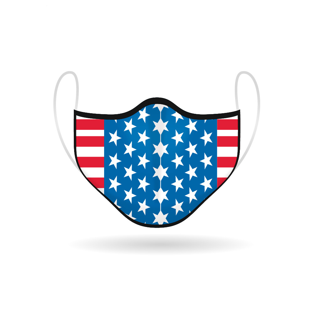 American Flag USA Face Mask 2-Ply – Soft Cloth – Re-usable, Washable, Durable